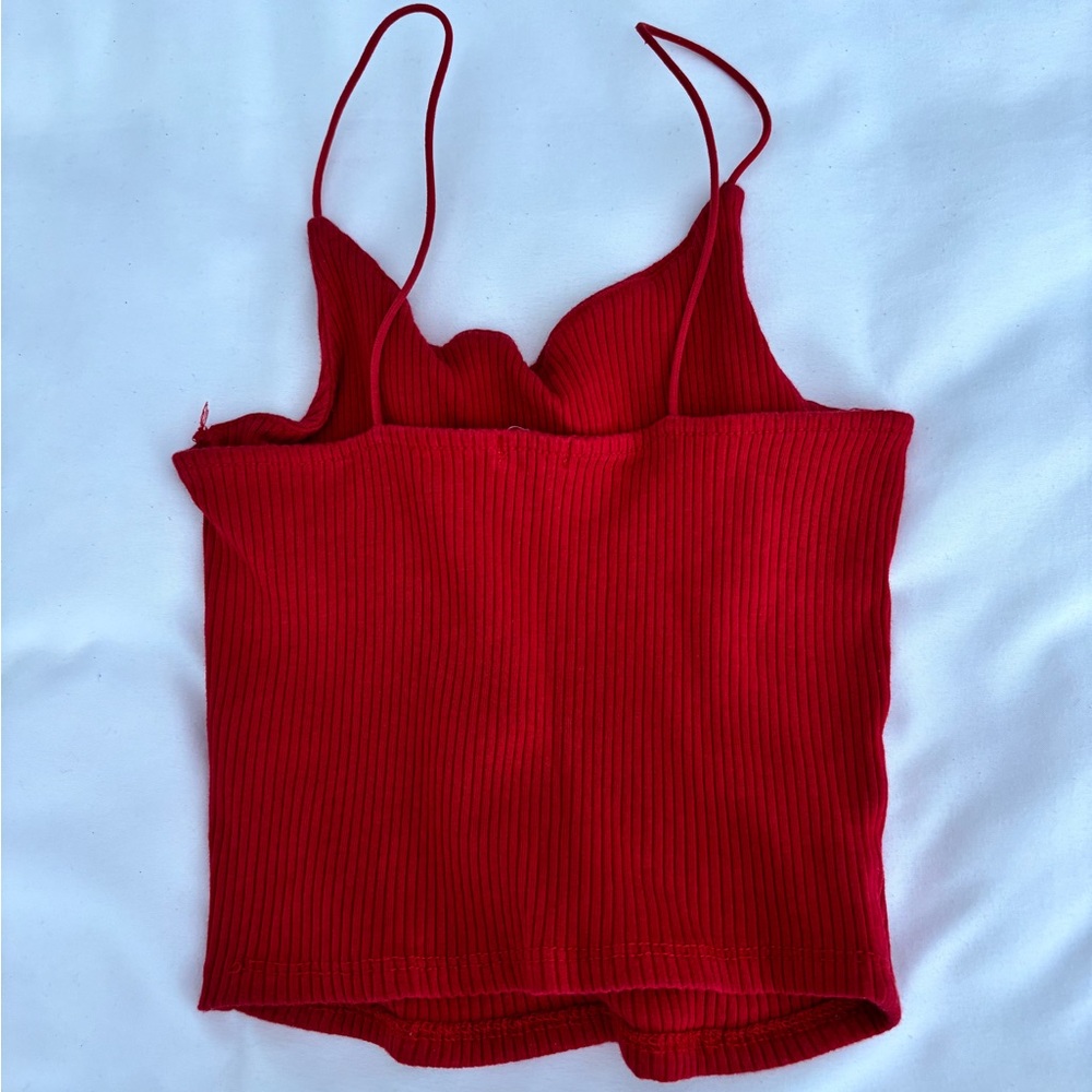 Red Ribbed Women’s Camisole Top - Picture 2 of 2